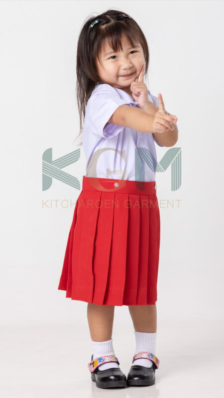 กระโปรงอนุบาลรังดุม-สีแดง